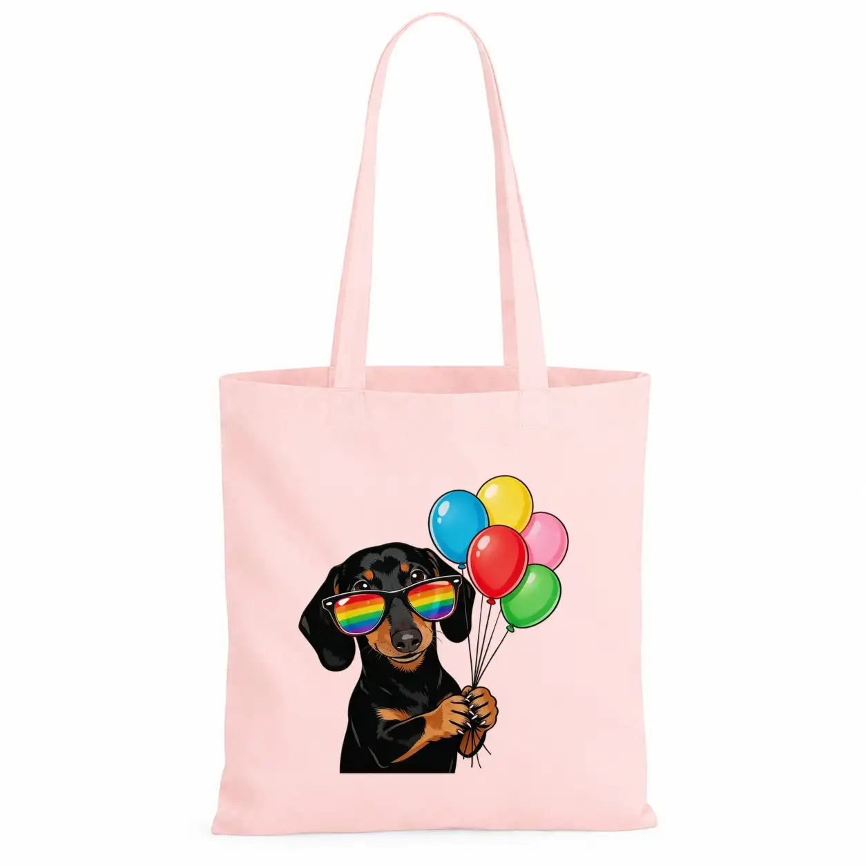 Baumwolltasche - Dackel Sonnenbrille Luftballons