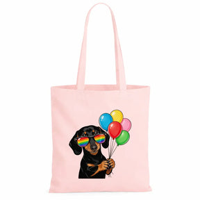 Baumwolltasche - Dackel Sonnenbrille Luftballons