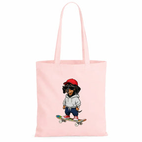Baumwolltasche - Dackel auf Skateboard