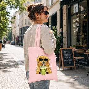 Baumwolltasche - Golden Retriever mit Sonnenbrille