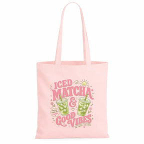 Baumwolltasche - Iced Matcha & Good Vibes Matcha made me happy Sip · Smile · Feel good