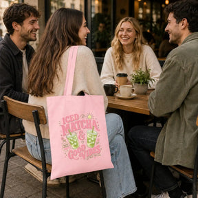 Baumwolltasche - Iced Matcha & Good Vibes Matcha made me happy Sip · Smile · Feel good