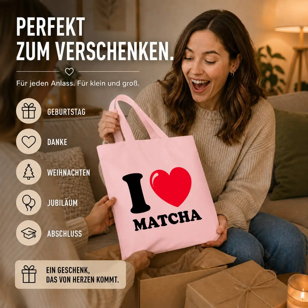 Baumwolltasche - I ❤ Matcha