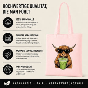 Baumwolltasche - Highland Rind mit Sonnenbrille