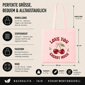 Baumwolltasche - Love You Cherry Much Rosa