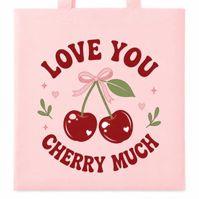 Baumwolltasche - Love You Cherry Much Rosa