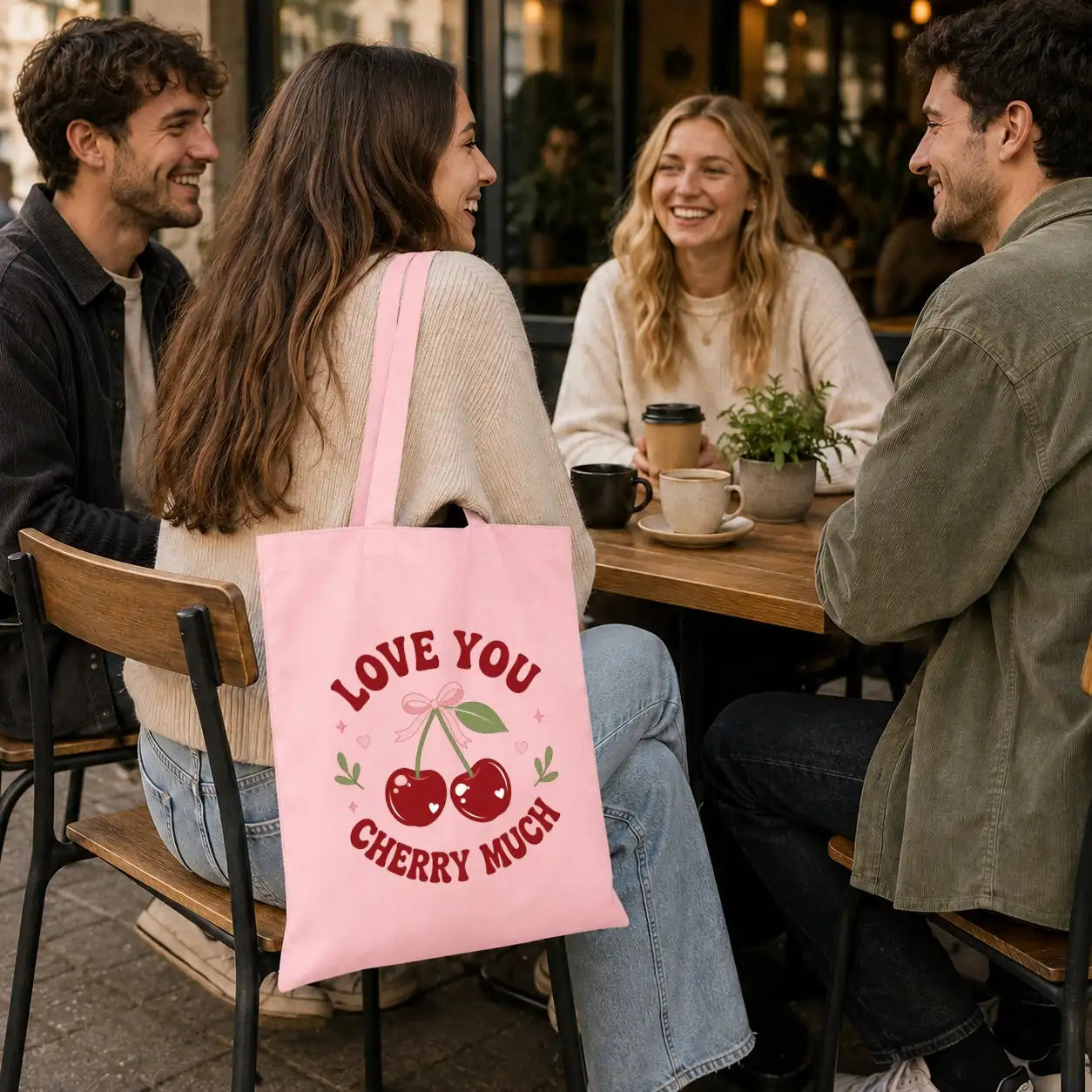 Baumwolltasche - Love you cherry much