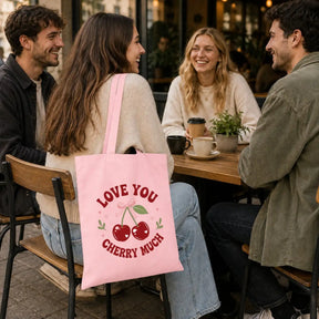 Baumwolltasche - Love you cherry much