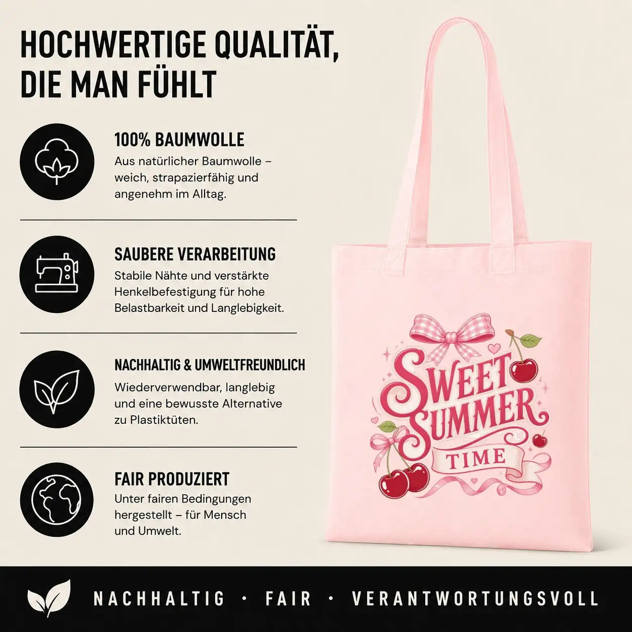 Baumwolltasche - Sweet Summer Time