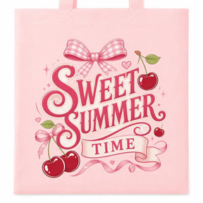 Baumwolltasche - Sweet Summer Time Rosa mit Kirschen