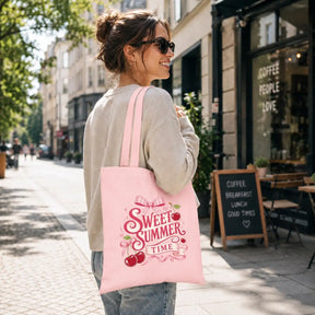 Baumwolltasche - Sweet Summer Time Rosa mit Kirschen
