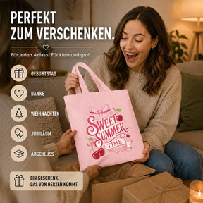 Baumwolltasche - Sweet Summer Time Rosa mit Kirschen