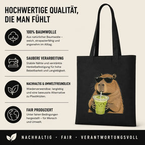 Baumwolltasche - Capybara mit Sonnenbrille Getränk