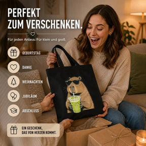Baumwolltasche - Capybara mit Sonnenbrille Getränk