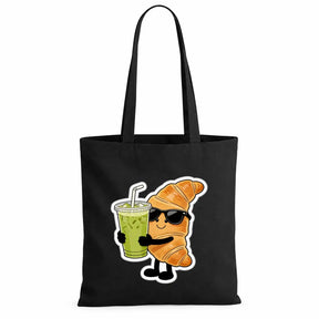 Baumwolltasche - Croissant mit Matcha-Getränk