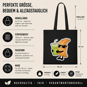 Baumwolltasche - Croissant mit Matcha-Getränk