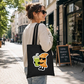 Baumwolltasche - Croissant mit Matcha-Getränk