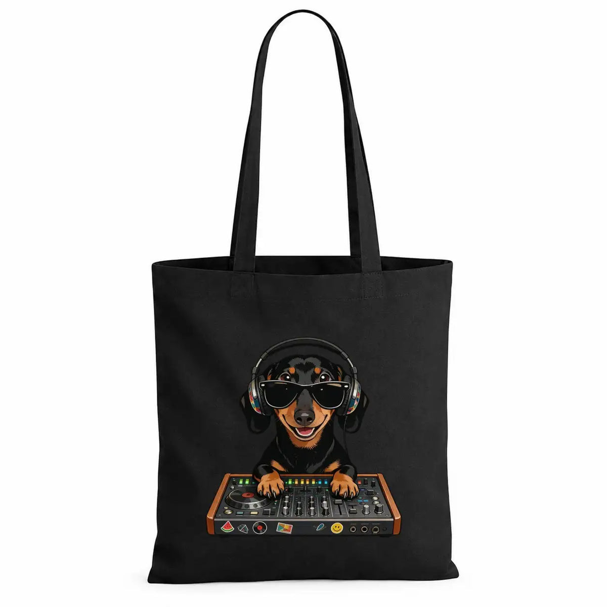 Baumwolltasche - Dackel DJ mit Sonnenbrille