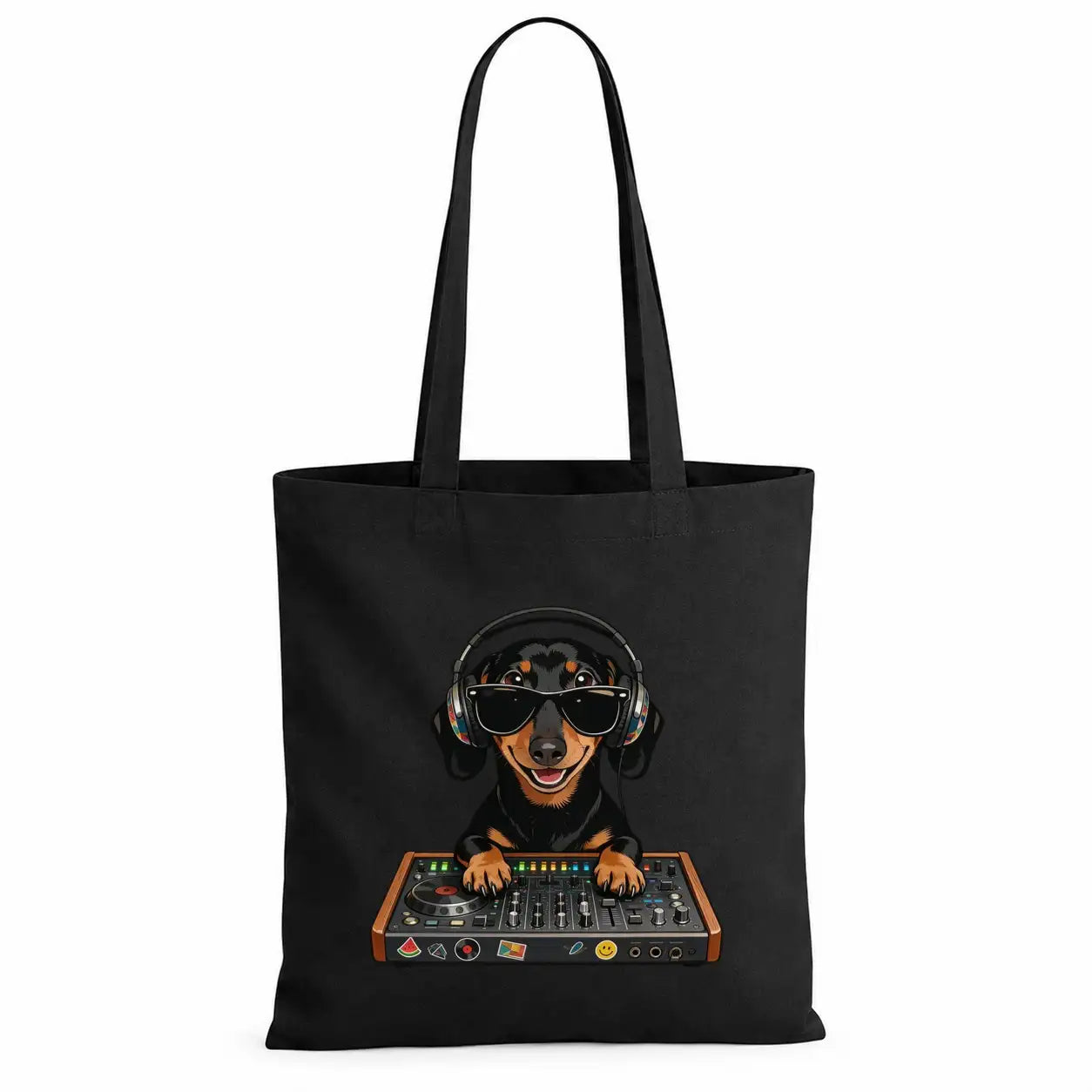 Baumwolltasche - Dackel DJ mit Sonnenbrille