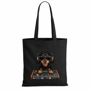 Baumwolltasche - Dackel DJ mit Sonnenbrille