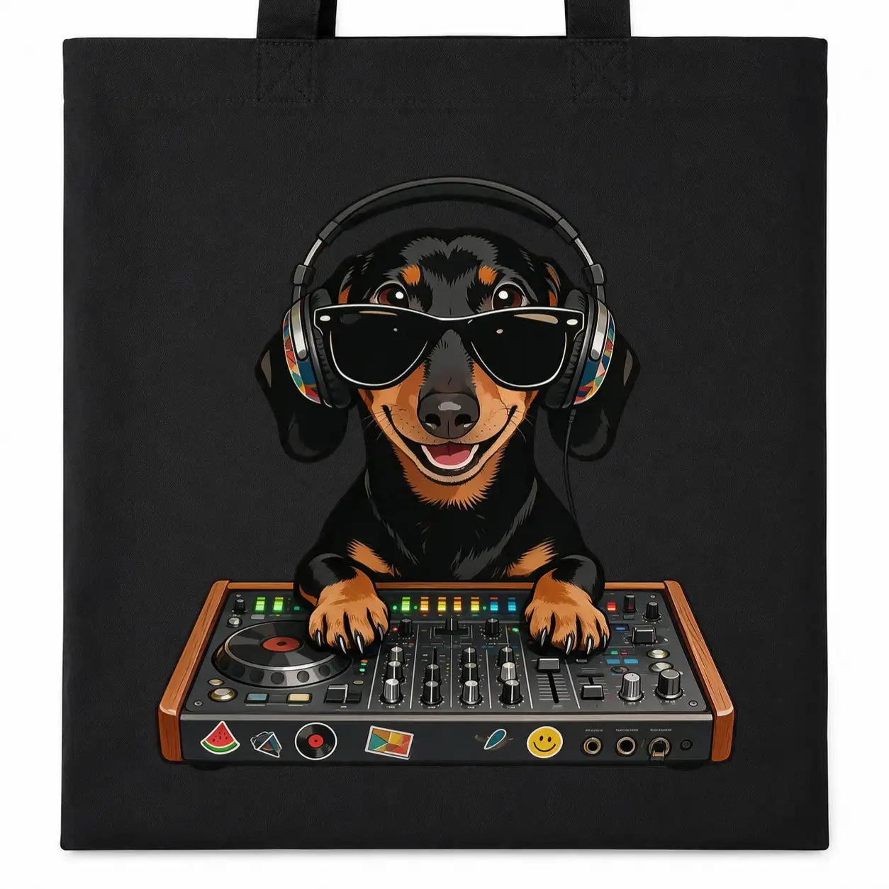 Baumwolltasche - Dackel DJ mit Sonnenbrille