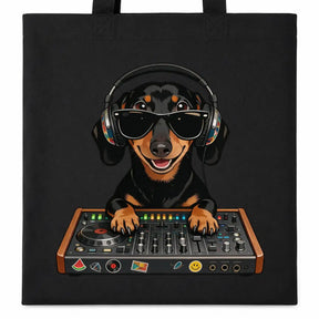 Baumwolltasche - Dackel DJ mit Sonnenbrille
