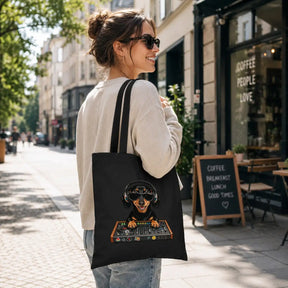 Baumwolltasche - Dackel DJ mit Sonnenbrille