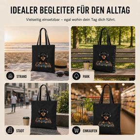 Baumwolltasche - Dackel DJ mit Sonnenbrille