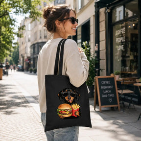 Baumwolltasche - Dackel Sonnenbrille Burger Pommes
