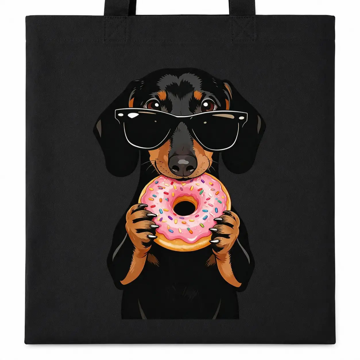 Baumwolltasche - Dackel Sonnenbrille Donut
