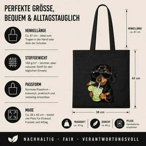 Baumwolltasche - Dackel mit Sonnenbrille Cocktail