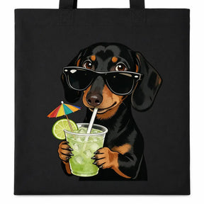 Baumwolltasche - Dackel mit Sonnenbrille Cocktail