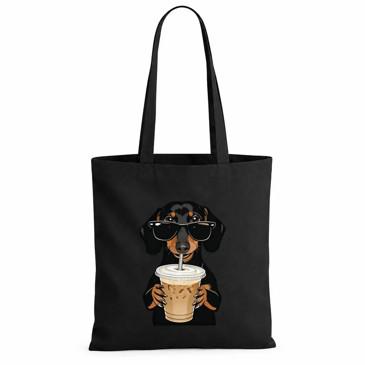 Baumwolltasche - Dackel Sonnenbrille Eiskaffee