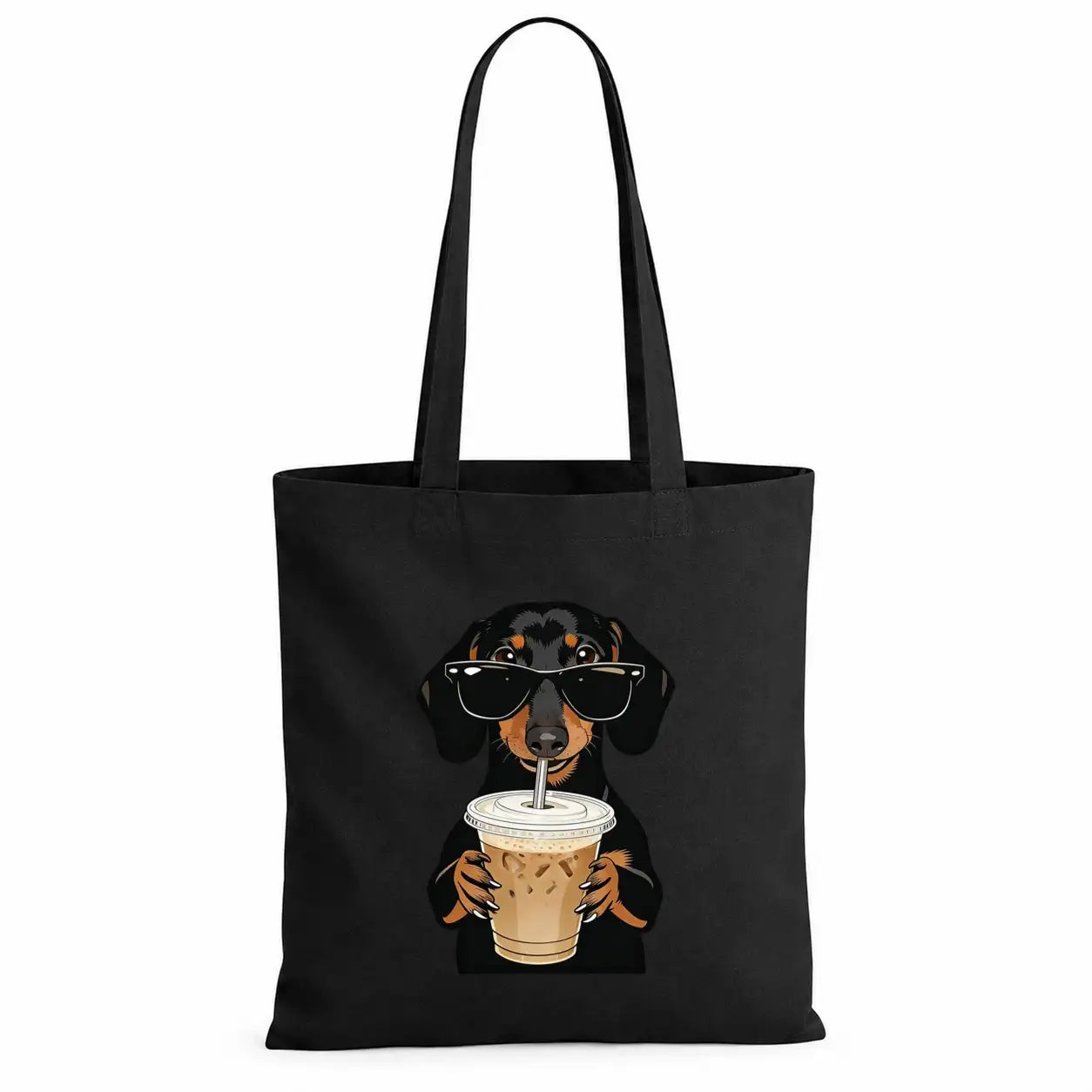 Baumwolltasche - Dackel Sonnenbrille Eiskaffee
