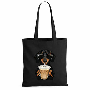 Baumwolltasche - Dackel Sonnenbrille Eiskaffee
