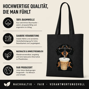 Baumwolltasche - Dackel Sonnenbrille Eiskaffee