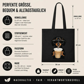 Baumwolltasche - Dackel Sonnenbrille Eiskaffee