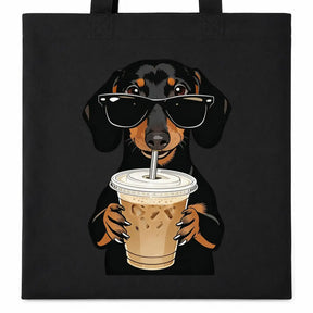 Baumwolltasche - Dackel Sonnenbrille Eiskaffee