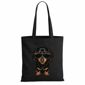Baumwolltasche - Dackel mit Sonnenbrille