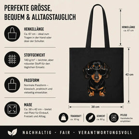 Baumwolltasche - Dackel mit Sonnenbrille