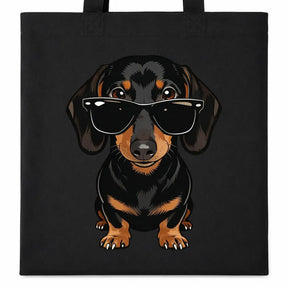 Baumwolltasche - Dackel mit Sonnenbrille