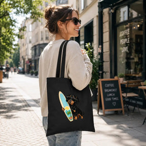 Baumwolltasche - Dackel mit Surfbrett