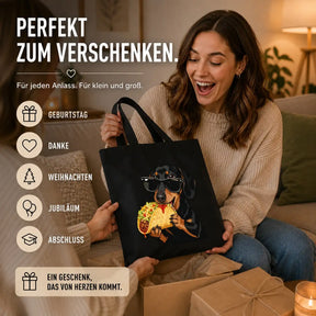 Baumwolltasche - Dackel Sonnenbrille Taco