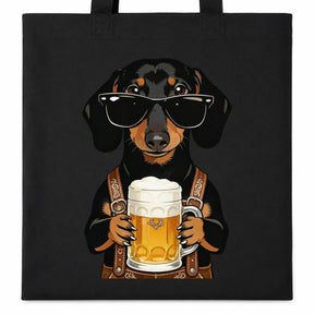 Baumwolltasche - Dackel mit Sonnenbrille Bier