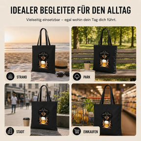 Baumwolltasche - Dackel mit Sonnenbrille Bier