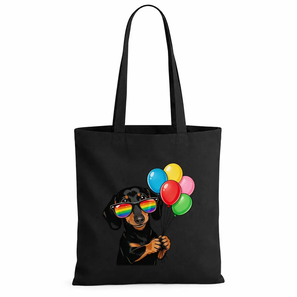 Baumwolltasche - Dackel Sonnenbrille Luftballons