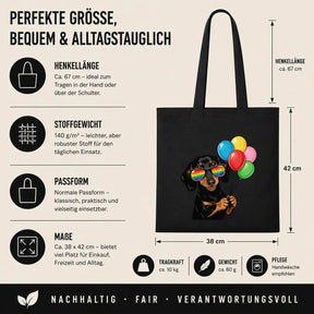 Baumwolltasche - Dackel Sonnenbrille Luftballons