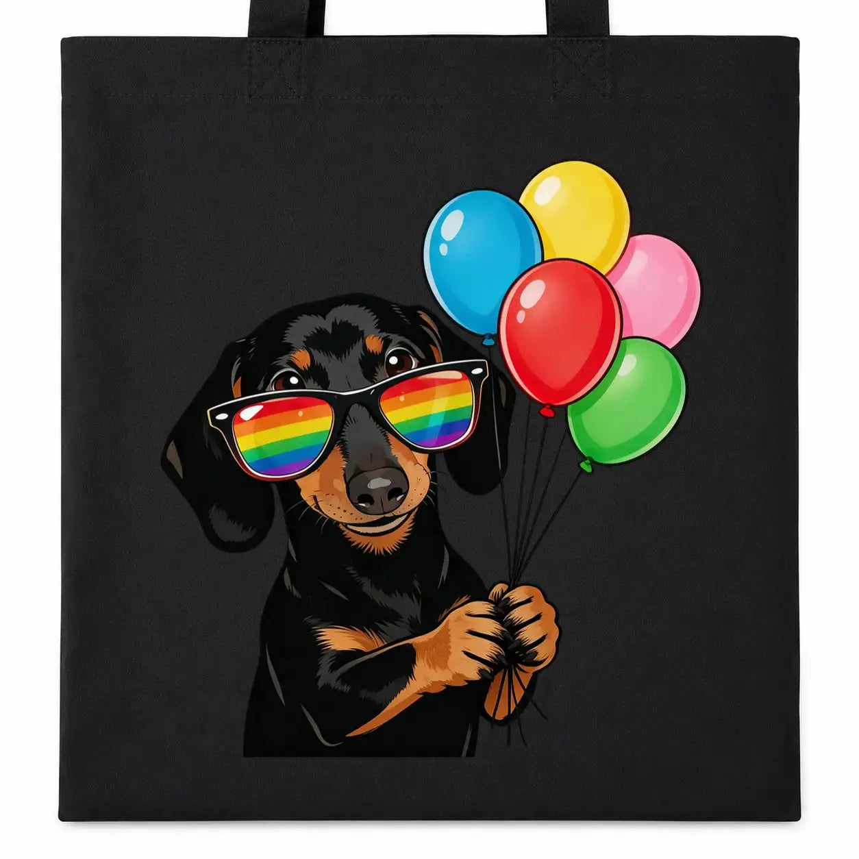Baumwolltasche - Dackel Sonnenbrille Luftballons