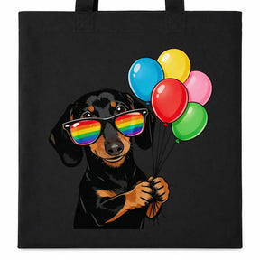 Baumwolltasche - Dackel Sonnenbrille Luftballons