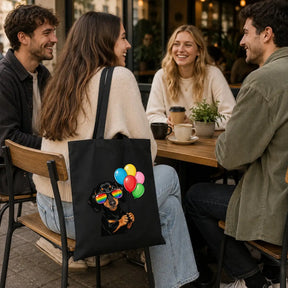 Baumwolltasche - Dackel Sonnenbrille Luftballons